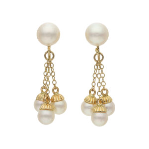 Perlohrringe Gold 585 mit Akoya Zuchtperlen, Second Hand...