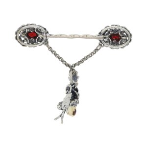 Trachten Brosche echt Silber und Gold 585 mit Grandl,...