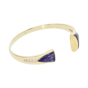 Gold Armreif 585 mit Lapislazuli, Brillanten 0,20 Carat,...