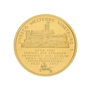 Unesco- Welterbe Wartburg Jahrgang 2011 - Goldmünze...
