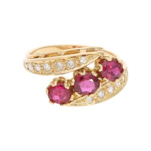 Rubin Ring Gelbgold 750 mit Brillanten Second Hand wie...