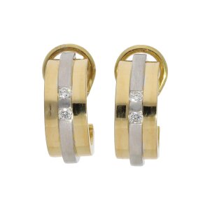 Gold Creolen 750 Damen Steck-clip Verschluss Brillanten...