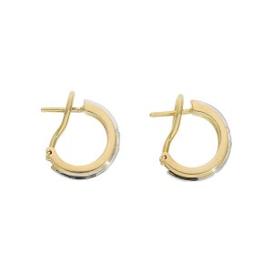 Gold Creolen 750 Damen Steck-clip Verschluss Brillanten...