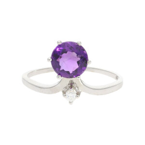 585/000 Weißgold Ring Amethyst Brillant Second Hand...