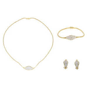 Gold 750 Brillant Schmuckset getragen Second Hand 3,4 ct
