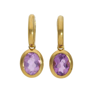 Creolen Gold 333 mit Amethyst Second Hand wie neu...
