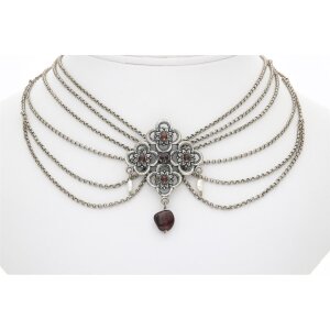 Damen Collier Tracht echt Silber mit Granat und Perle...