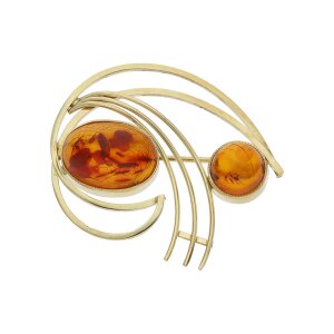 Gold Brosche 333/000 Bernstein getragen Second Hand wie neu