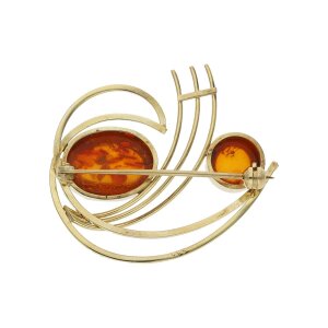 Gold Brosche 333/000 Bernstein getragen Second Hand wie neu