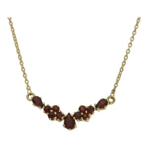 Gold 333/000 Rundanker Damencollier Granatbesatz getragen...