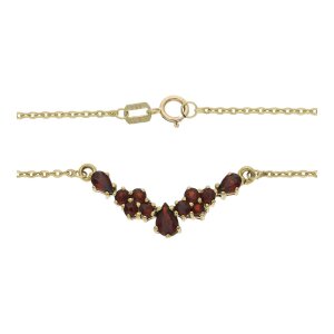 Gold 333/000 Rundanker Damencollier Granatbesatz getragen...