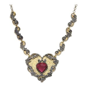 Trachten Collier Herzkette echt Silber Teil vergoldet mit...