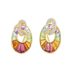Ohrclips Damen 750/000 Gold getragen Echte Edelsteine...