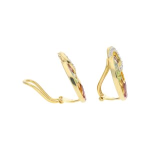 Ohrclips Damen 750/000 Gold getragen Echte Edelsteine...