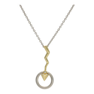 Platin Collier mit Gold und Brillant Second Hand wie neu...