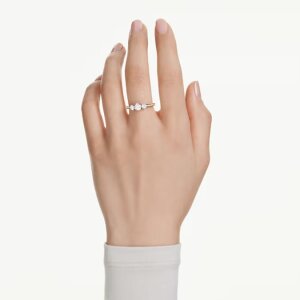 Swarovski Stilla Attract Ring 5723293 Rundschliff, Weiß, Gold plattiert Größe 58