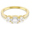 Swarovski Stilla Attract Ring 5723293 Rundschliff, Weiß, Gold plattiert Größe 58