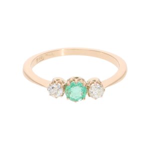 Second Hand Rotgold 585 Ring, Smaragd, Diamanten 25325844...