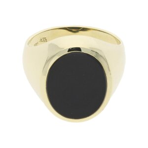Second Hand Siegelring, 585 Gold, Onix, massiv 25325838...