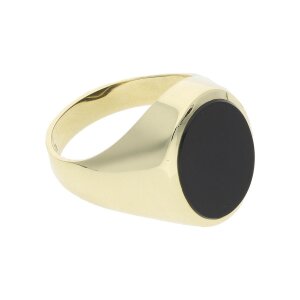 Second Hand Siegelring, 585 Gold, Onix, massiv 25325838...