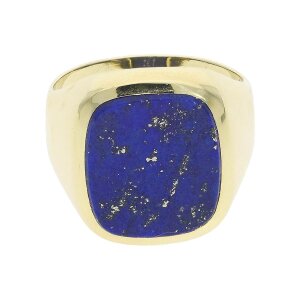 Second Hand Herren Ring, 585 Gold, Lapislazuli, massiv...