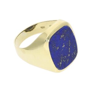 Second Hand Herren Ring, 585 Gold, Lapislazuli, massiv...