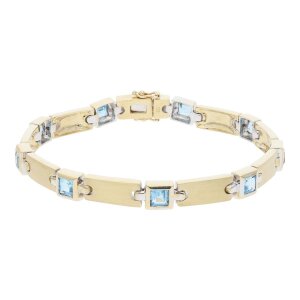 Second Hand, Damen Armband, 333 Gold, 9x Blautopas...