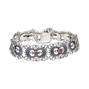 Trachten Damenarmband 835 Silber Granat getragen Second Hand