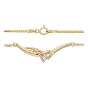 Collier Gold 585 mit Brillant teil Rotgold Second Hand...