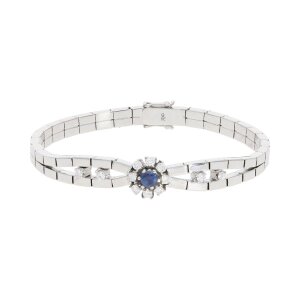 Damen Armband Weißgold 750 Saphir Brillanten Second...