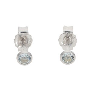 Silber 925 Ohrstecker Damen mit echte Blautopas...