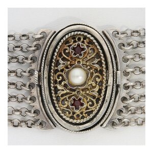 Kropfkette echt Silber 835 Gold plattiert Tracht mit...