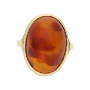 Ring Gold 585 Damen Handarbeit Bernstein Second Hand wie...