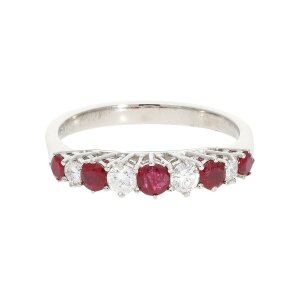 Ring Weißgold 750 Damen Brillanten 0,32 Carat Rubin...