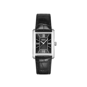 Boss Herrenuhr 1514277 Edelstahl, Leder, Schwarz