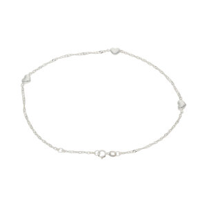 Fußkette Herzen Silber 925 Singapur Muster Breite...