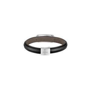 Boss Herren Armband 1580783M Leder, Edelstahl, Schwarz