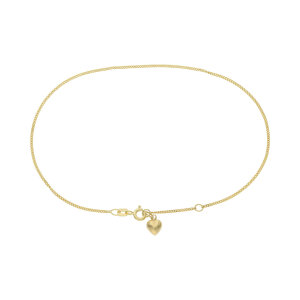 Fußkette Gold 333 mit Herz Anhänger Breite 1,4...