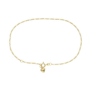 Fußkette Gold 333 Figaro mit Herz Anhänger...