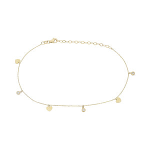 Damen Fußkette Herz 585 Gold Zirkonia JL41-04-0124...
