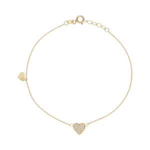 Damen Armband 585 Gold Herzen Zirkonia JL41-03-0130 19 cm