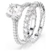 Swarovski Stilla Ring 5649213 Rundschliff, Weiß, Rhodiniert, Größe 58 (2er Set)