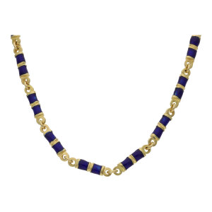 Goldkette Damen Emaille Blau Gold 750 Second Hand...