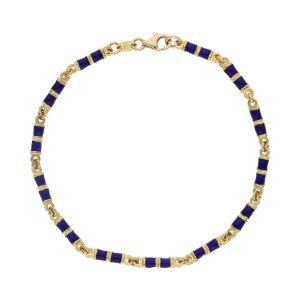 Goldarmband 750 Damen und Herren Emailliert blau Second...