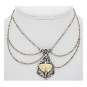 Second Hand Tracht Collier, 835 Silber, 585 Rotgold,...