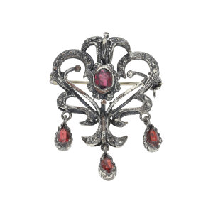 Silber Brosche 835 Trachten Granat Second Hand 25326026...