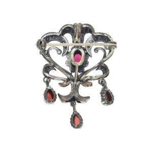 Silber Brosche 835 Trachten Granat Second Hand 25326026...