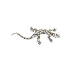Eidechse Brosche 925 Silber Markasit Second Hand 25326030...