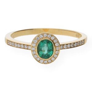 JuwelmaLux Ring Gelbgold 585er 14 Karat mit Smaragd und...