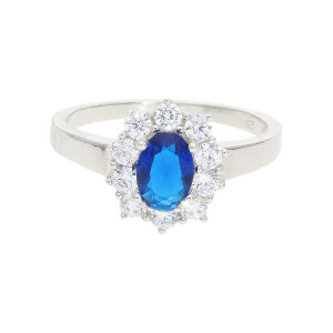 Ring Silber 925 Zirkonia Blau JL10-07-3842 JuwelmaLux